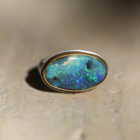 Oval Mixed Metal Boulder Opal Ring Image
