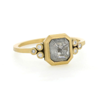 Square Rosecut Grey Diamond Gold Ring Image