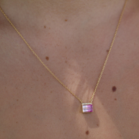 Pink Tourmaline Roxy Pendant with Diamond Pave Necklace Image