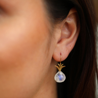 Pineapple Rainbow Moonstone Drop Earrings Image