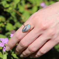 Vertical Boulder Opal Gold Black Stripe Ring Image