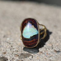 Boulder Opal Gold Branch Ring Image