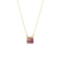 Pink Tourmaline Roxy Pendant with Diamond Pave Necklace Image