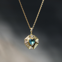 Talisman Heart Tourmaline Diamond Engraved  Necklace Image