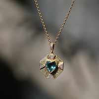 Talisman Heart Tourmaline Diamond Engraved  Necklace Image