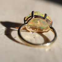 Mexican Fire Opal All Gold Prong Ring Image