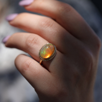 All Gold Mexican Fire Opal Ring Image