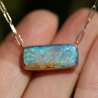 Rectangular Opalized Wood Necklace Image