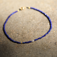 Lapis and Grey Diamond 14K Gold Beaded Bracelet Image