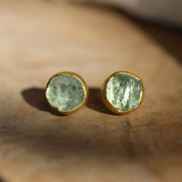 Aquamarine Crystal Gold Post Earrings Image