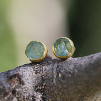 Aquamarine Crystal Gold Post Earrings Image