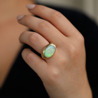 Large Gold Black Opal Ring Image