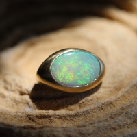 Large Gold Black Opal Ring Image