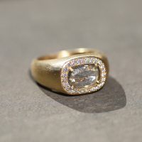 Grey Diamond 18k Yellow Gold Gypsy Ring Image