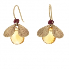 Citrine and Ruby Bug Gold Earrings Image