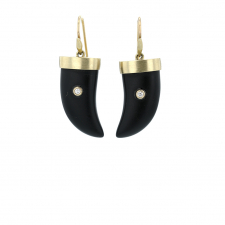 Matte Black Onyx Tiger Claws with Diamonds Earrings Image