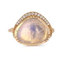 Rainbow Moonstone 18k Rose Gold Diamond Orbit Ring Image