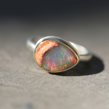 Small Asymmetrical Mexican Fire Opal Ring Image