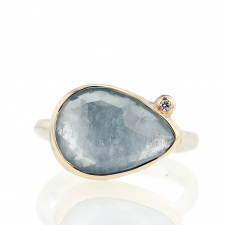 Teardrop Aquamarine Ring with Satellite Diamond Image