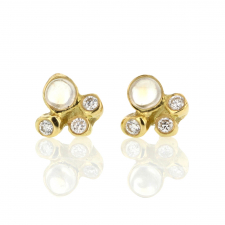 Moonstone and Diamond 18k Gold Moonlight Stud Earrings Image