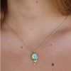 Beryl and Diamond Gold Necklace