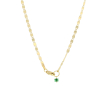 Gold Matte Flat Chain with Emerald Crystal