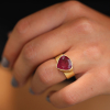Teardrop Pink Tourmaline Rosecut Ring