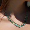 Green Tourmaline Gold Bead Necklace