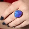 Asymmetrical Boulder Opal and Diamond Ring