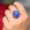 Asymmetrical Boulder Opal and Diamond Ring