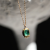Small Rosecut Emerald and Diamond Gold Necklace
