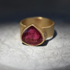 Teardrop Pink Tourmaline Rosecut Ring
