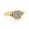 Square Rosecut Grey Diamond Gold Ring