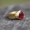 Teardrop Pink Tourmaline Rosecut Ring