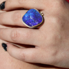 Asymmetrical Boulder Opal and Diamond Ring