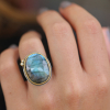 Large Oval Faceted Labradorite Ring