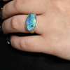 Oval Mixed Metal Boulder Opal Ring