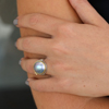 Tahitian Mabe Pearl and Diamond Ring