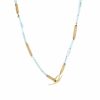 Aquamarine Gold Reed Necklace
