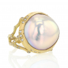 Baroque Pearl 18k Gold Ring with Diamond Pavé