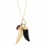 Gold Scavenger Necklace with Black Onyx, Rubelite Tourmaline