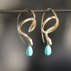 Serpent Earrings with Diamond Eyes and Turquoise Drops