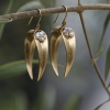 Gold Day Flowers Earrings with Pearls and Sapphires