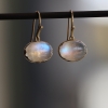 Rainbow Moonstone Egg 18k Gold Earrings