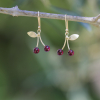 Garnet Cherry Gold Earrings