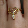 18k Gold Serpent Ring with Diamond Pave