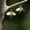 14k Gold and Oxidized Silver Bee Earrings