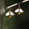 Citrine and Ruby Bug Gold Earrings