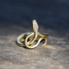 18k Gold Serpent Ring with Diamond Pave