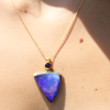 Boulder Opal and Rhodolite Hinged Pendant Necklace